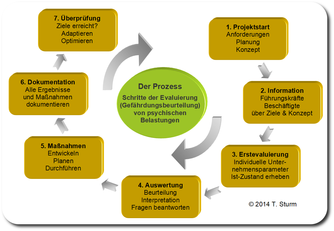 Prozessschritte der Evaluierung (Gefhrdungsbeurteilung) psychischer Belastungen